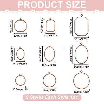 9Pcs 9 Styles Plastic Embroidery Hoops DIY-WR0005-39-1