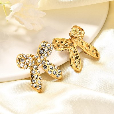 304 Stainless Steel Bowknot Stud Earrings EJEW-A123-02B-G-1