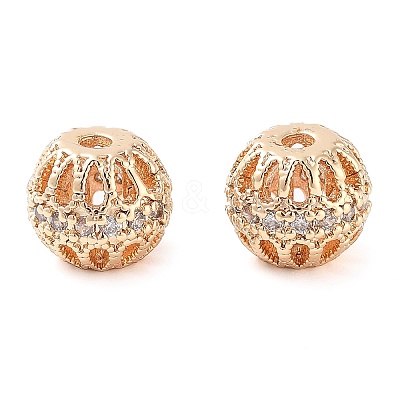 Brass Micro Pave Clear Cubic Zirconia Beads KK-U028-23G-1