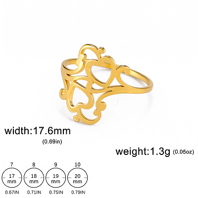 Hollow Out Heart 304 Stainless Steel Finger Rings FS-WGC4FA2-08-1