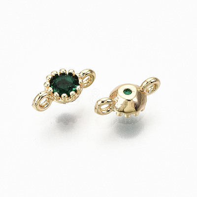 Brass Micro Pave Green Cubic Zirconia Links Connectors KK-T063-58G-NF-1