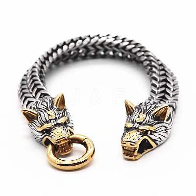 Wolf Viking 304 Stainless Steel Wheat Chain Bracelets for Men FS-WGC8E20-14-1