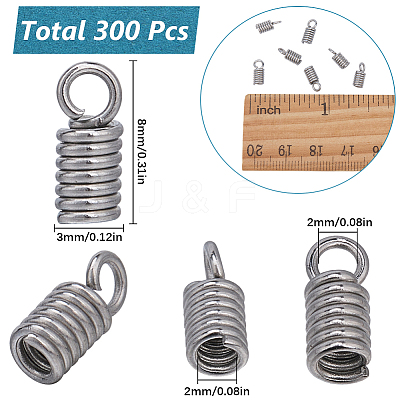 300Pcs 304 Stainless Steel Cord Ends STAS-SC0009-33-1
