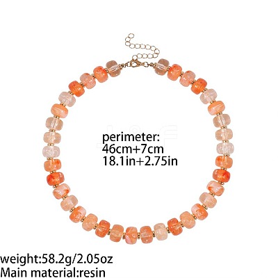 Alloy Resin Rondelle Beaded Necklaces for Women WG2A417-01-1