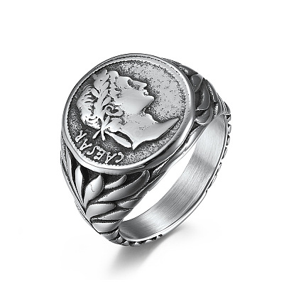 Caesar Pattern 304 Stainless Steel Finger Rings FS-WG94254-05-1