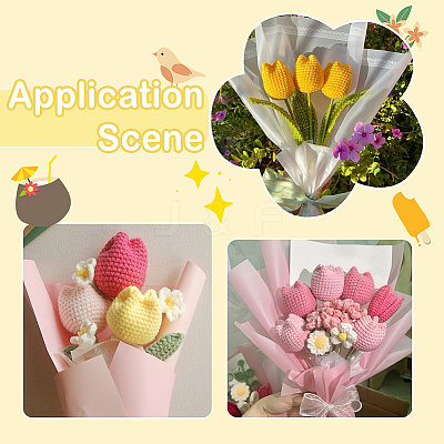9Pcs 3 Colors Polyester with Iron Wire Artificial Tulip Flower AJEW-SC0031-42A-1