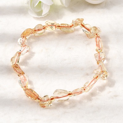 Heated Natural Citrine Beaded Stretch Bracelets GG-CBA05D5-02A-10-1