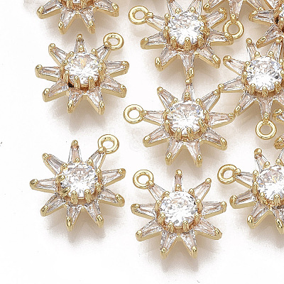 Brass Micro Pave Cubic Zirconia Pendants X-KK-S354-099-NF-1