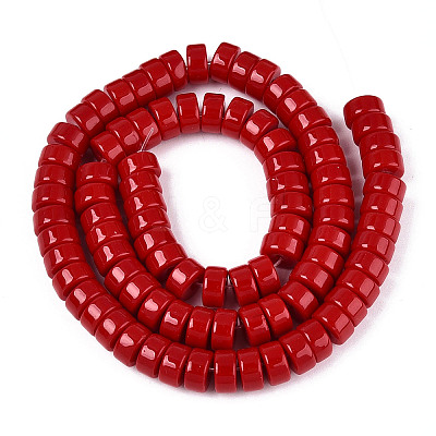 Opaque Solid Color Glass Beads Strands X-GLAA-N026-4x8mm-06-1