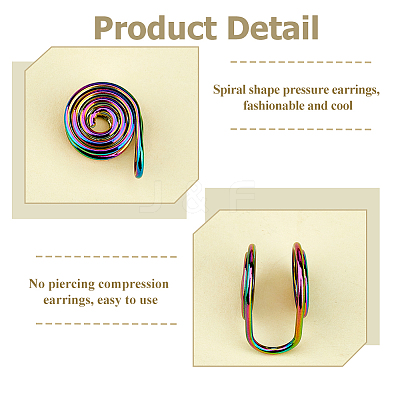 10Pcs Stainless Steel Spiral Pad Cuff Earrings EJEW-HS0001-03RC-1