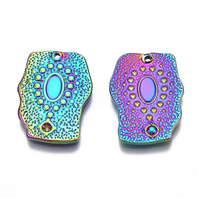 Rainbow Color 304 Stainless Steel Pendant Rhinestone Settings STAS-S119-070-1