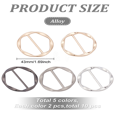 10Pcs 5 Styles Zinc Alloy Tri-Glide Adjuster Buckles FIND-LP0002-83-1
