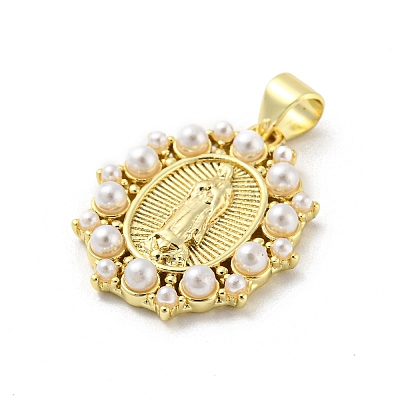 Brass with ABS Plastic Imitation Pearl Pendants FIND-Z023-04B-1