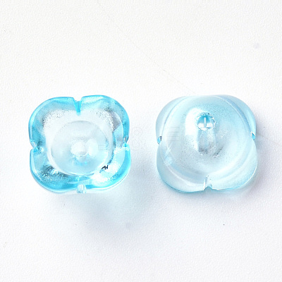 4-Petal Transparent Spray Painted Glass Bead Caps GGLA-S054-009A-02-1