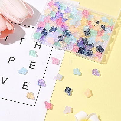 120Pcs 9 Colors Transparent Spray Paint Glass Beads GLAA-FS0002-12C-1