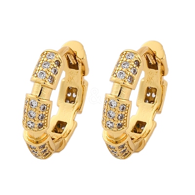 Brass Micro Pave Clear Cubic Zirconia Hoop Earrings EJEW-R025-17G-1
