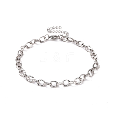Non-Tarnish 304 Stainless Steel Cable Chain Bracelet for Men Women BJEW-E031-01P-03-1
