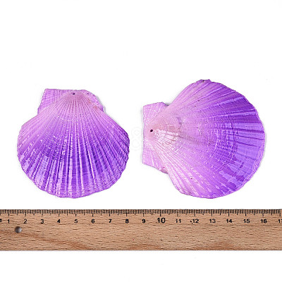 Spray Painted Natural Scallop Shell Big Pendants SSHEL-T017-14B-1