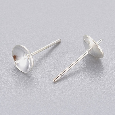 304 Stainless Steel Post Stud Earring Settings For Half Drilled Beads STAS-H558-06S-1