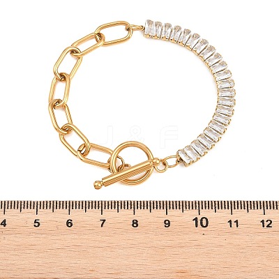 304 Stainless Steel Pave Clear Cubic Zirconia Link Bracelets BJEW-D460-10G-1