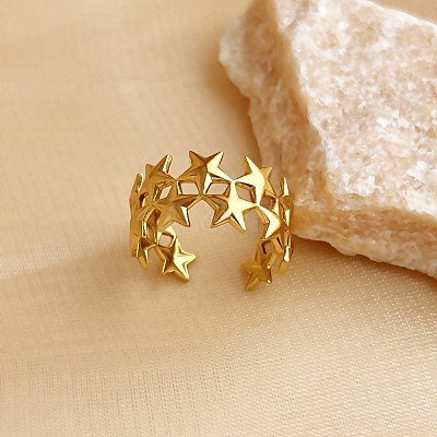 Star 304 Stainless Steel Adjustable Cuff Rings for Women FS-WG544B5-01-1