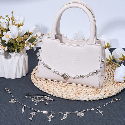 2Pcs 2 Styles Plastic & 304 Stainless Steel Chains Bag Extender Chains HJEW-BM0001-23-1