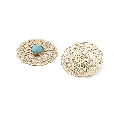Brass Synthetic Turquoise Cabochons KK-Z088-06G-1