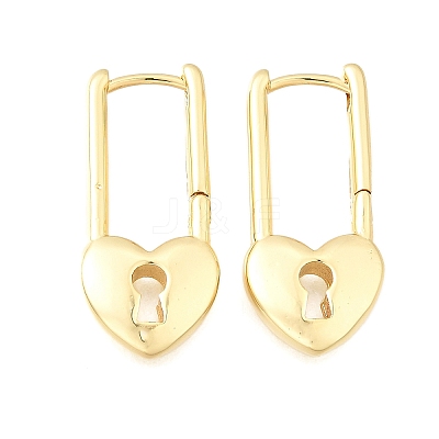 Brass Lock Hoop Earrings EJEW-Z121-03G-1