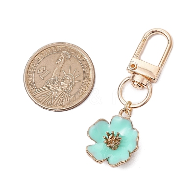 5Pcs 5 Colors Flower Alloy Enamel Pendant Decoration HJEW-JM02746-1