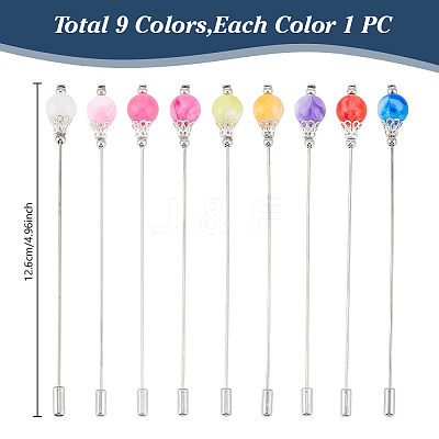 9Pcs 9Colors Brass Acrylic Kilt Pins for Women JEWB-DR00007-1