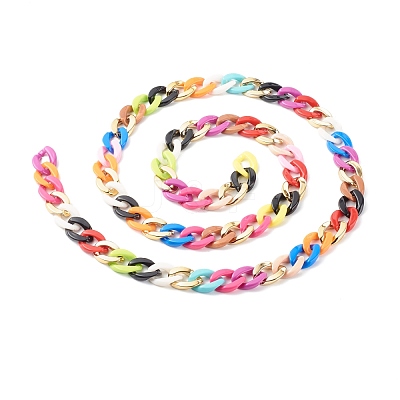 Handmade Opaque Spray Painted Acrylic & CCB Plastic Chain AJEW-JB01005-1