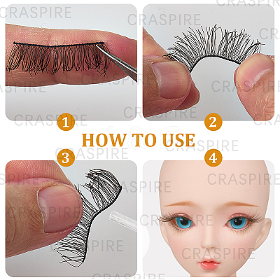 15Pcs 3 Styles Plush Craft Doll Eyelashes Strips DOLL-CP0001-07A-1