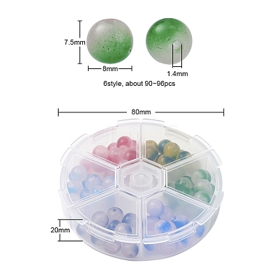 6 Style Spray Painted Glass Beads Strands GGLA-YW0001-08-1