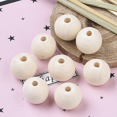 Natural Unfinished Wood Beads WOOD-S651-A10mm-LF-1