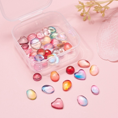 40Pcs 4 Style Transparent Glass Cabochons GGLA-YW0001-09-1