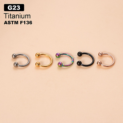 G23 Titanium Circular/Horseshoe Barbell Nose Rings WGFD71D-07-1