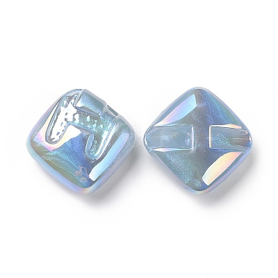 Rainbow Iridescent Plating Acrylic Beads OACR-A010-06E-1
