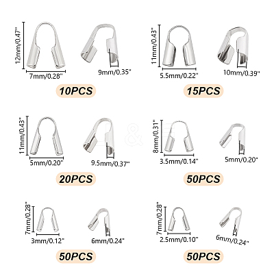 195Pcs 6 Styles 304 Stainless Steel Cord Ends FIND-GA0004-07-1