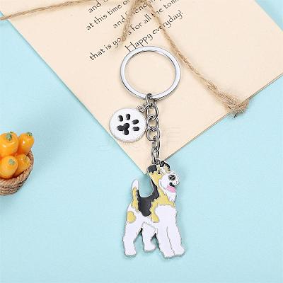 WEWAYSMILE Dog Keychain Car Keychain Pet Pendant Key-Ring Lovely Dog Key-ring Portable Metal Keychain Gift for Pet Lover Birthday Puppy Theme Party Supplies (Terrier) JX803A-1