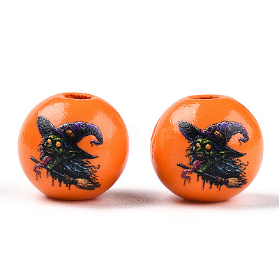 Halloween Theme Wood European Beads WOOD-N016-04H-1
