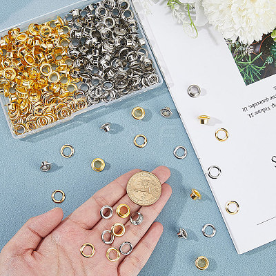 200Pcs 2 Colors Iron Grommet Eyelet Findings IFIN-GF0001-59C-1