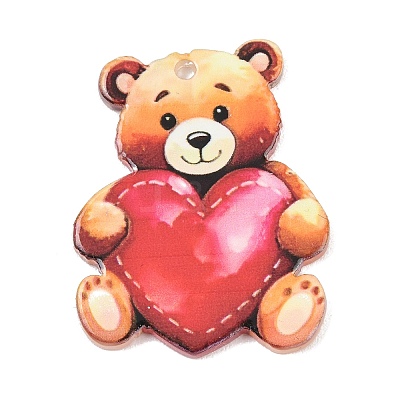 Valentine's Day Opaque Printed Acrylic Pendants OACR-A045-06I-1