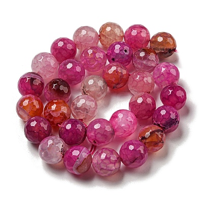 Faceted Natural Dragon Veins Agate Beads Strands G-F447-12mm-I04-1