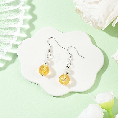 Brass Synthetic Citrine Dangle Earrings EJEW-JE06588-03-1