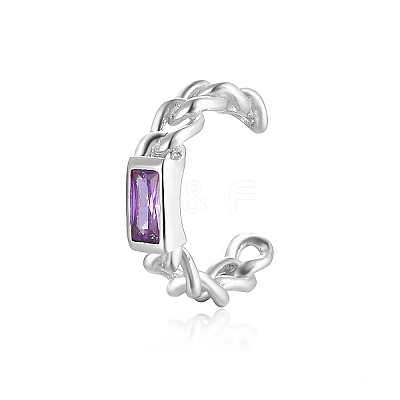 Anti-Tarnish Geometric Rectangle Fashionable Silver Clip-on Earrings with S925 Silver Chain Charm XA9754-4-1