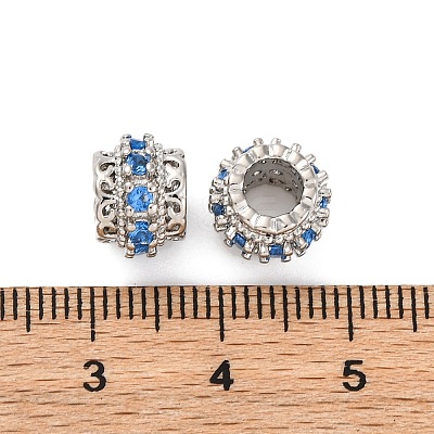 Brass Micro Pave Cubic Zirconia European Beads KK-H513-06P-1