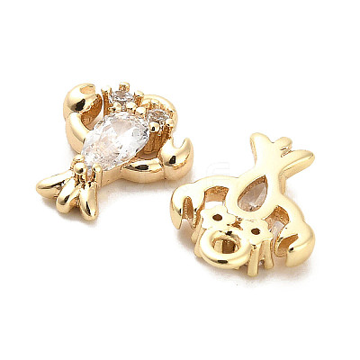 Brass Micro Pave Clear Cubic Zirconia Charms X-KK-C054-11G-1