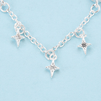 925 Sterling Silver Micro Pave Clear Cubic Zirconia Chain Extenders STER-N016-54S-1