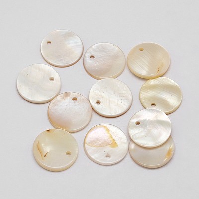 Dyed Natural Flat Round Shell Pendant SHEL-P003-04E-1