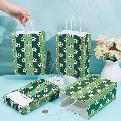 Football Printed Paper Gift Bags with Handle ABAG-WH0045-31C-1